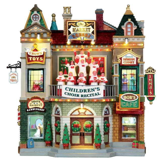 lemax-market-square-christmas-celebration-fa-ade-lumineuse-anim-e-chorale image 1