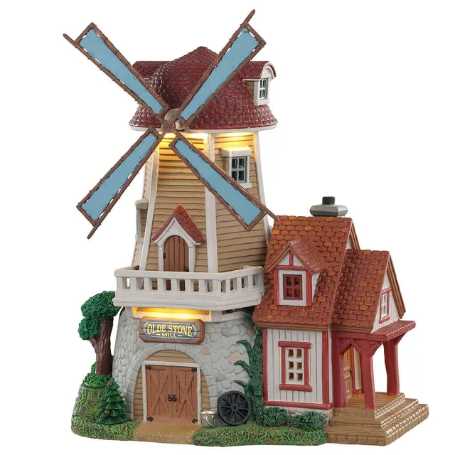 lemax-olde-stone-mill-moulin-en-pierre-lumineux-harvest-crossing image 1