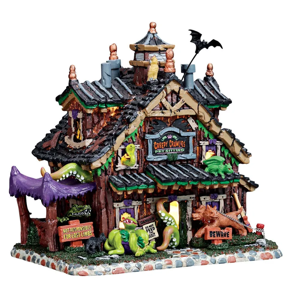 lemax-creepy-crawlies-pet-sitting-maison-lumineuse-spooky-town image 1