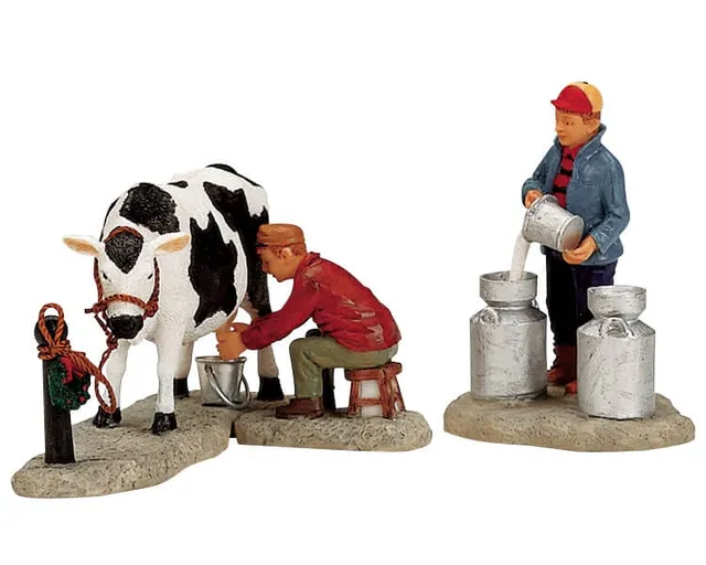 lemax-milking-chores-figurines-ferme-village-de-no-l image 1