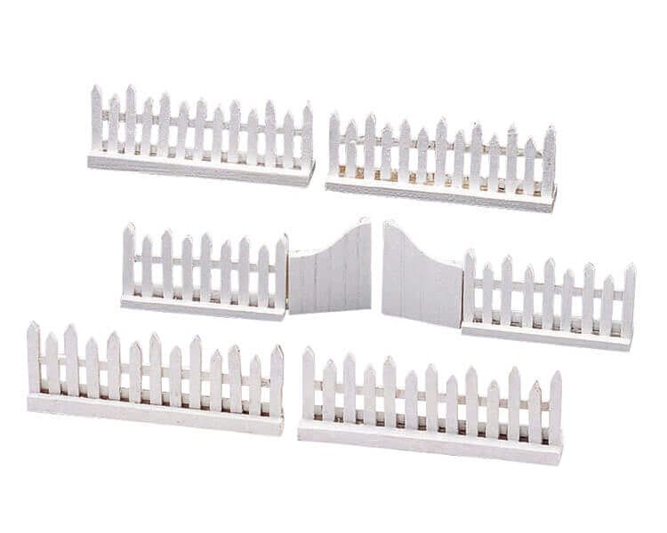 lemax-wooden-picket-fence-swing-door-barri-re-blanche-miniature-en-bois image 1
