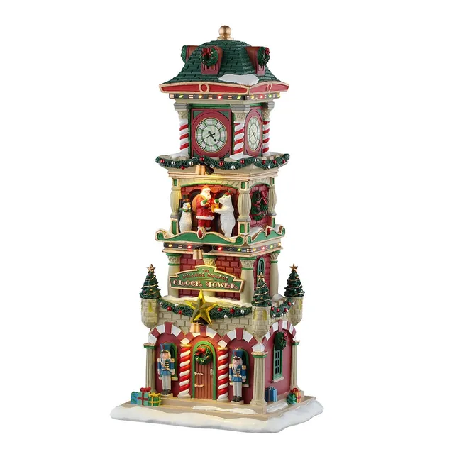 lemax-the-village-square-clock-tower-tour-horloge-lumineuse-santa-s-wonderland image 1