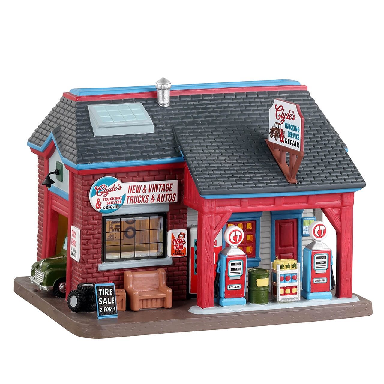 lemax-clyde-s-trucking-service-repair-garage-miniature-lumineux image 1