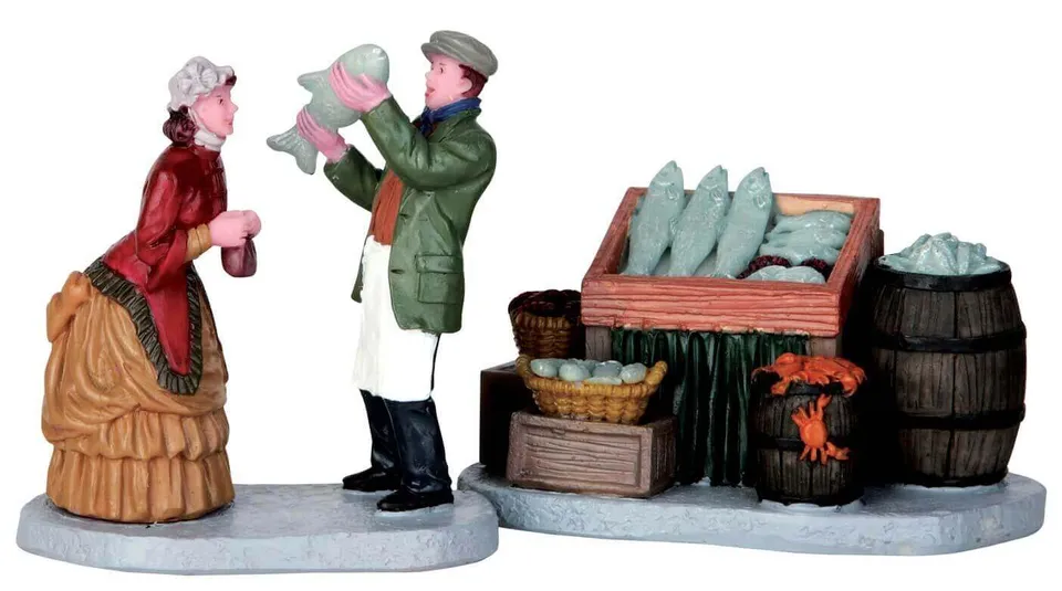 lemax-fish-market-set-de-2-tal-poissonnerie-village-de-no-l image 1