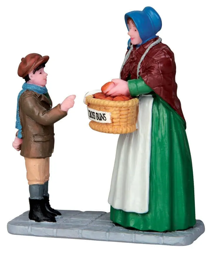 lemax-hot-cross-buns-vendor-marchand-miniature-brioches-village-no-l image 1