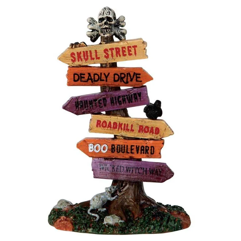 lemax-scary-road-signs-d-coration-village-spooky-town image 1