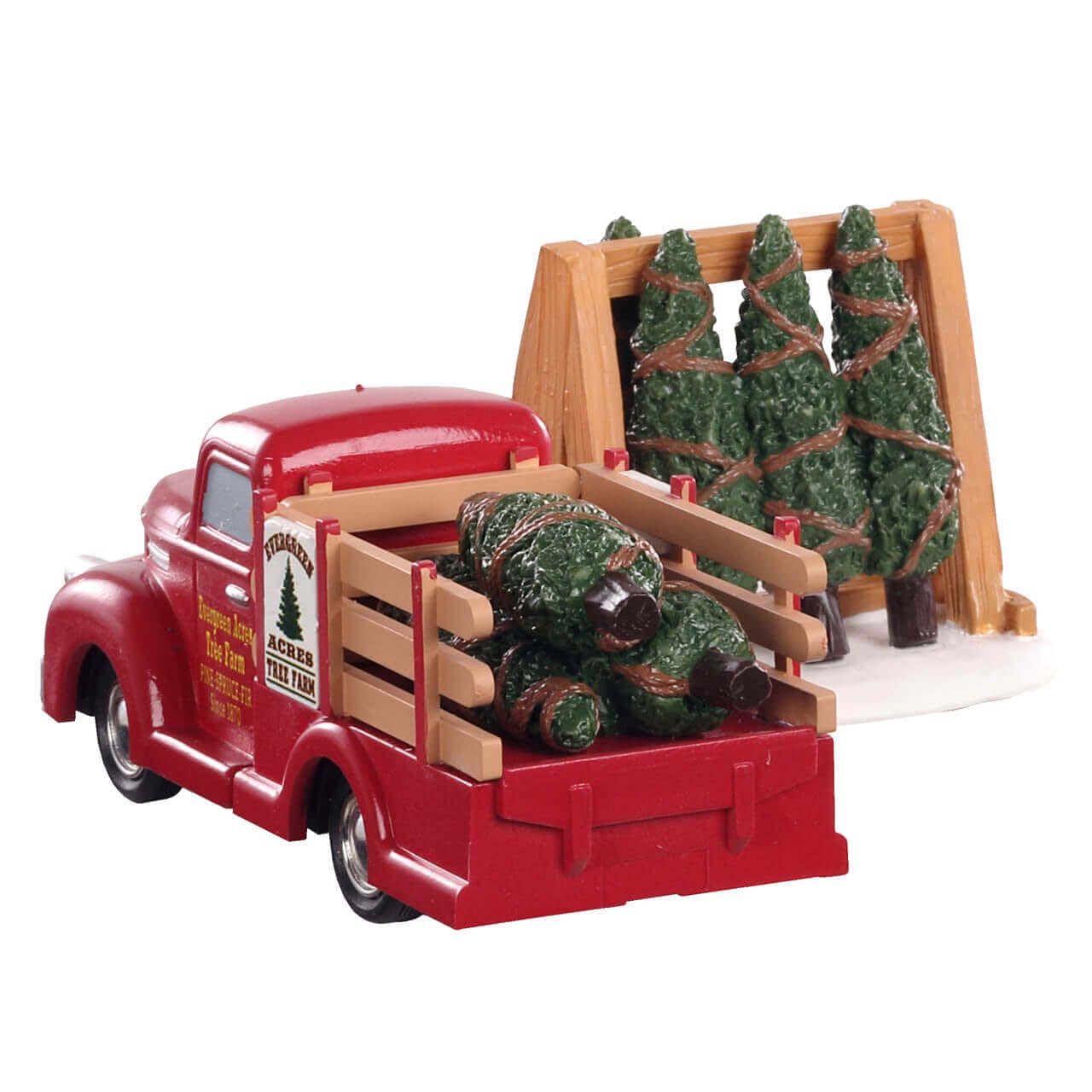 lemax-tree-delivery-camion-rouge-avec-sapins-miniatures-pour-village-de-no-l image 2