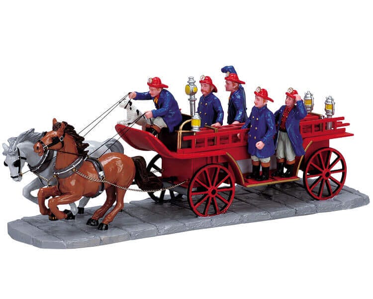 lemax-hook-ladder-caserne-de-pompiers-miniature-lumineuse image 1