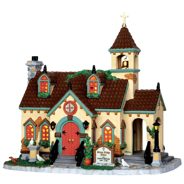 lemax-stone-ridge-abbey-glise-abbaye-miniature-lumineuse-village-no-l image 1