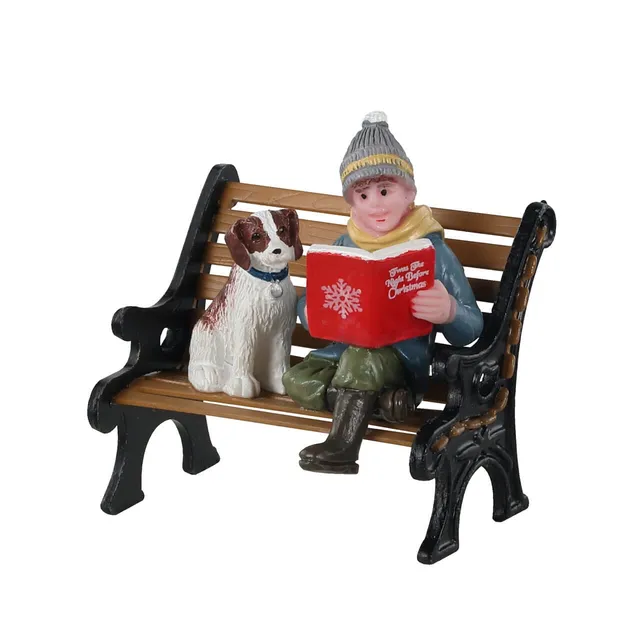 lemax-a-christmas-tale-figurine-gar-on-et-chiot-sur-banc image 1