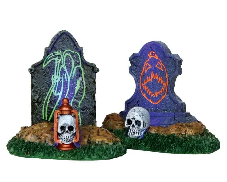 lemax-backlit-tombstones-tombes-r-tro-clair-es-spooky-town image 1