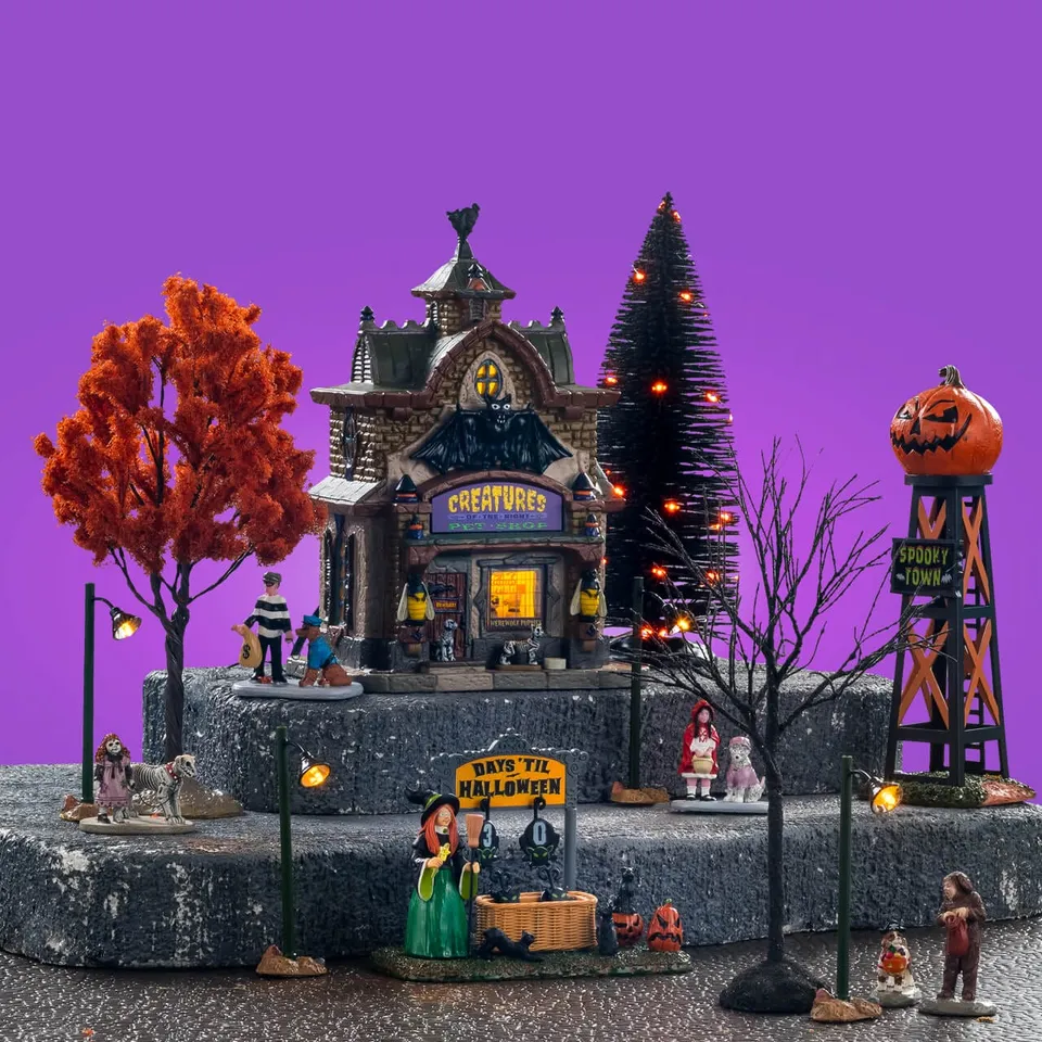 lemax-creatures-of-the-night-pet-shop-set-animalerie-halloween-spooky-town image 1