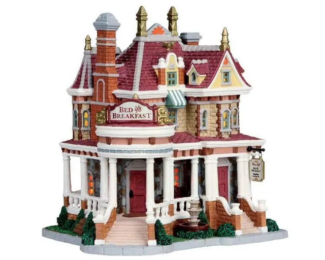 lemax-pine-hill-bed-breakfast-chalet-miniature-lumineux image 1