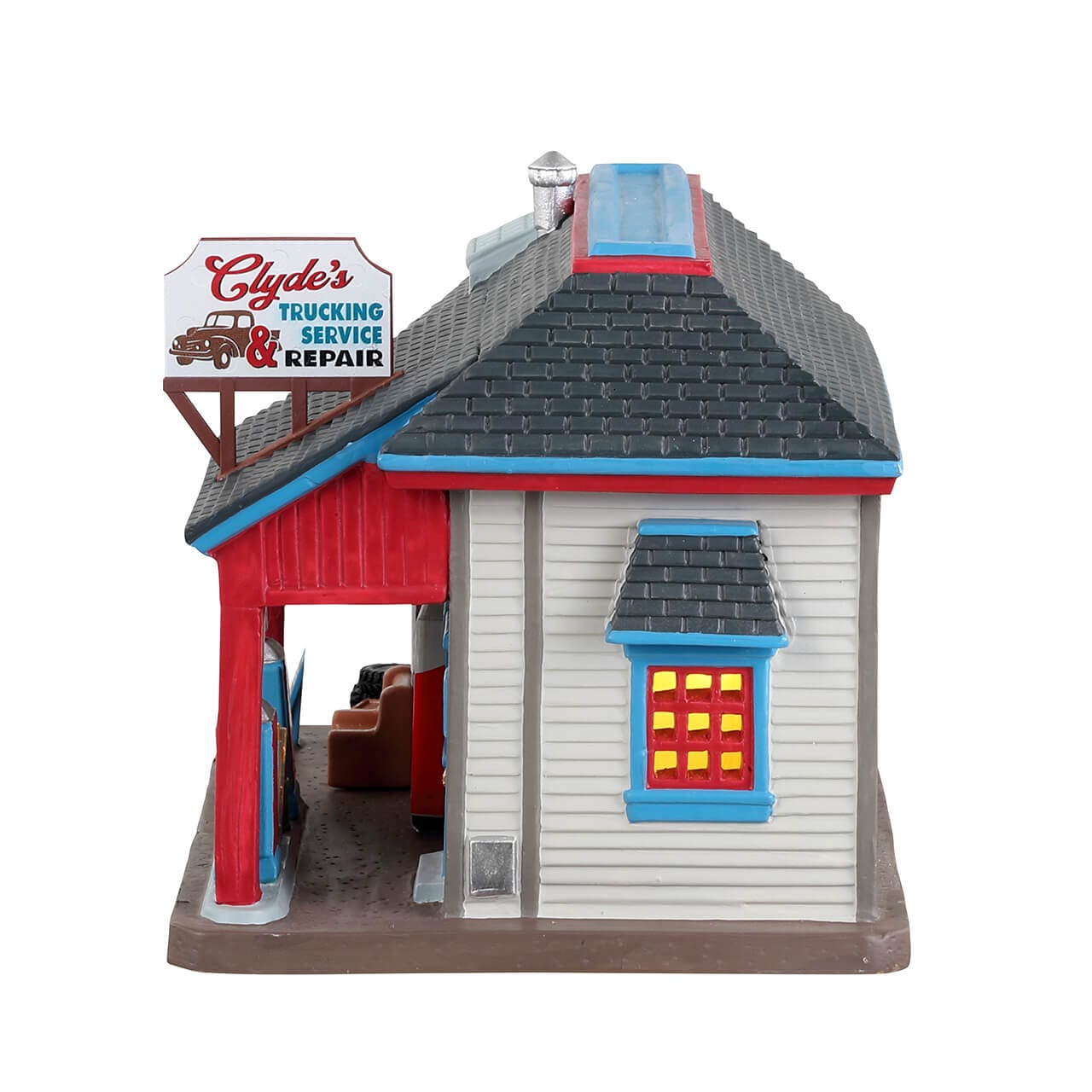 lemax-clyde-s-trucking-service-repair-garage-miniature-lumineux image 3