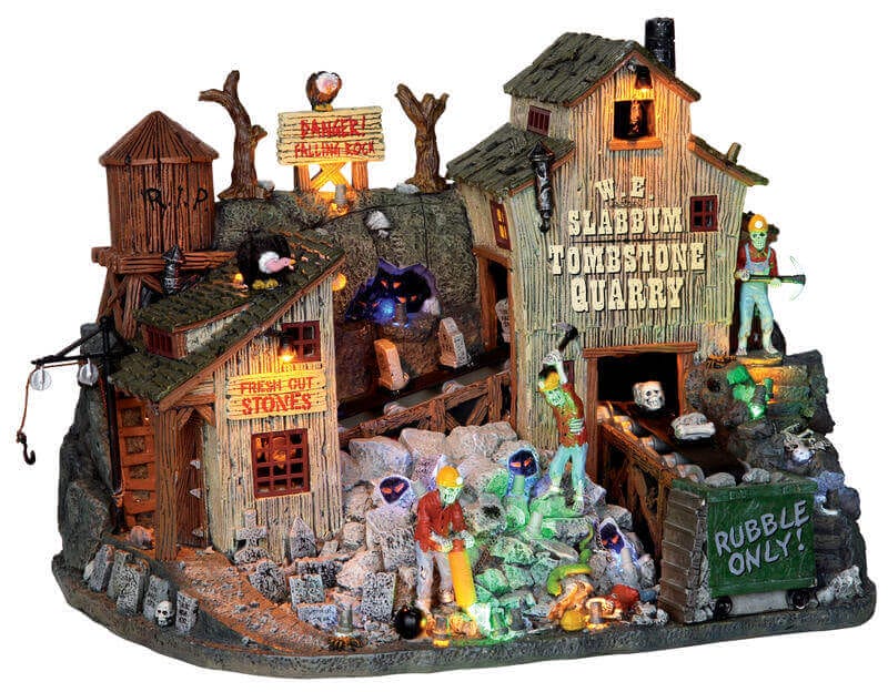 lemax-w-e-slabbum-tombstone-quarry-b-timent-anim-spooky-town image 1