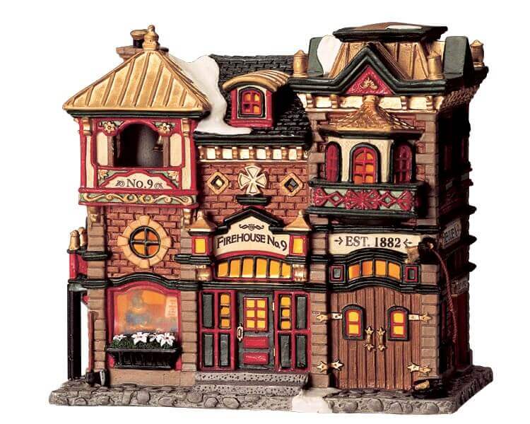 lemax-firehouse-no-9-caserne-lumineuse-village-miniature image 1
