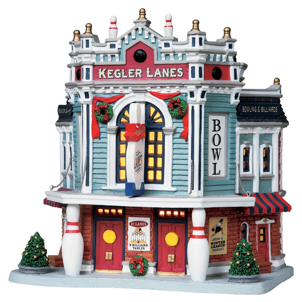 lemax-kegler-lanes-bowling-lumineux-village-miniature image 1