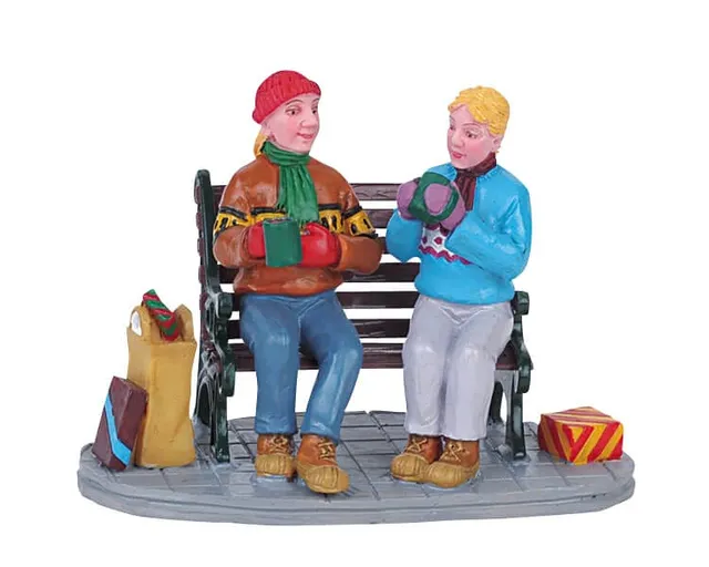 lemax-enjoying-a-chat-personnages-miniatures-de-no-l image 1