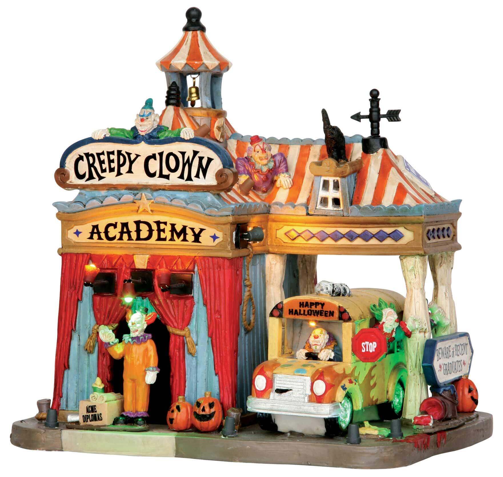 lemax-creepy-clown-academy-spooky-town-b-timent-anim-lumineux image 1