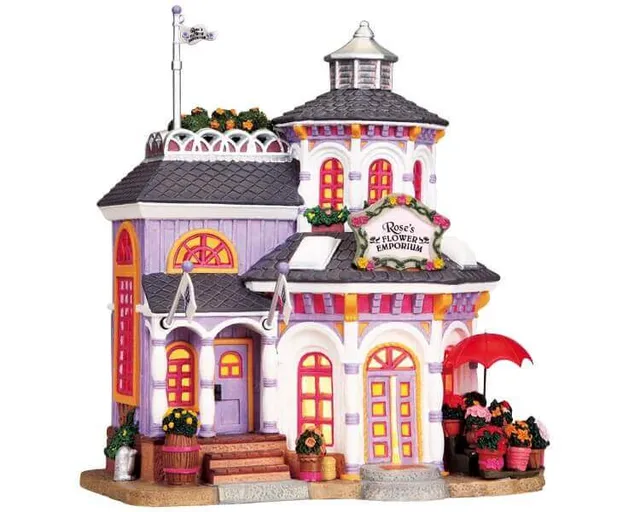 lemax-rose-s-flower-emporium-b-timent-lumineux-fleuriste-village-miniature image 1
