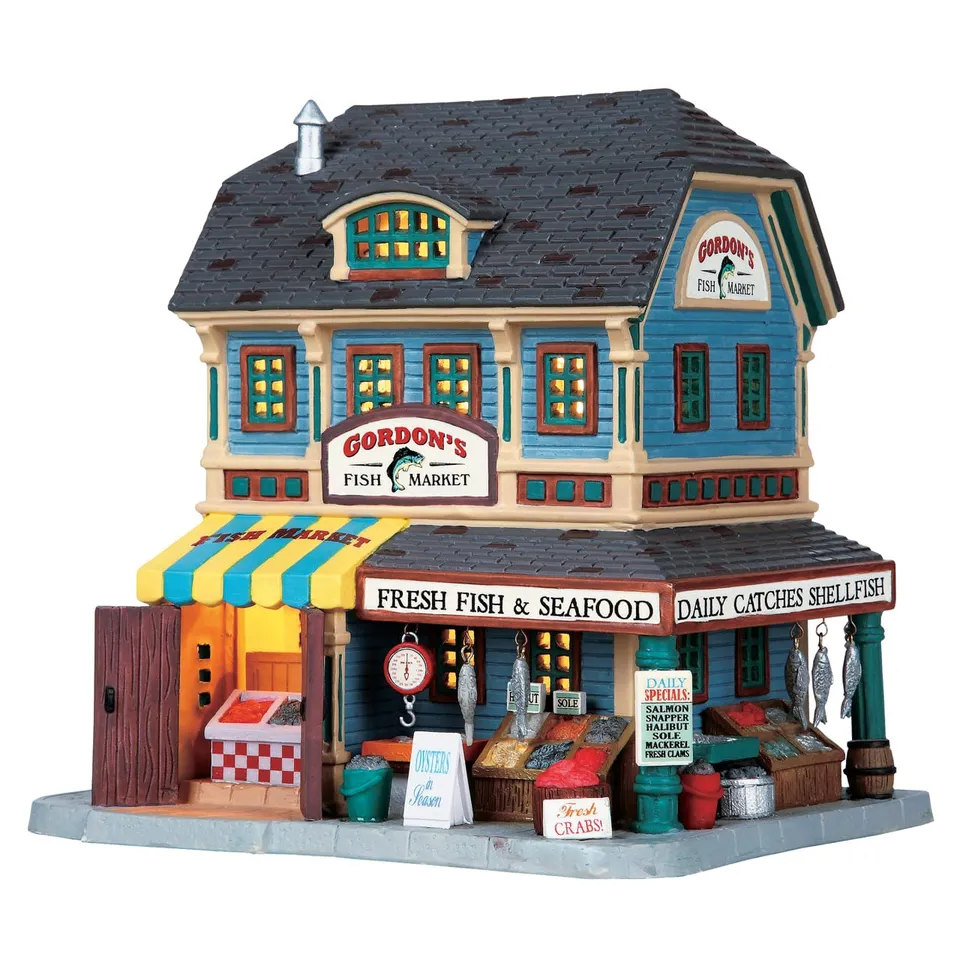 lemax-gordon-s-fish-market-poissonnerie-pour-village-miniature image 1