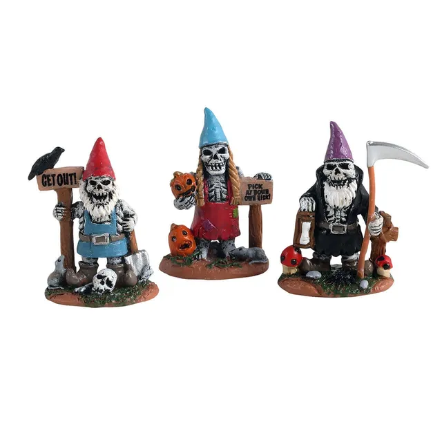 lemax-skeleton-garden-gnomes-lot-3-nains-squelettes-halloween image 1