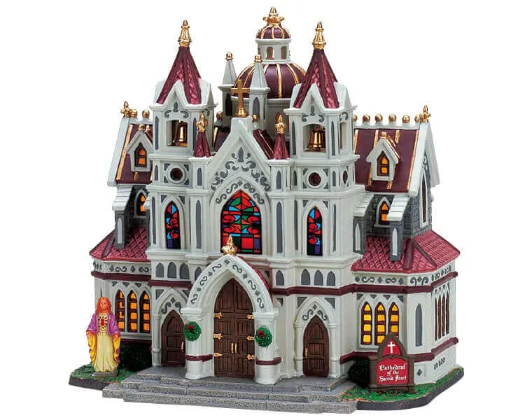 lemax-cathedral-of-the-sacred-heart-glise-miniature-lumineuse-village-de-no-l image 1