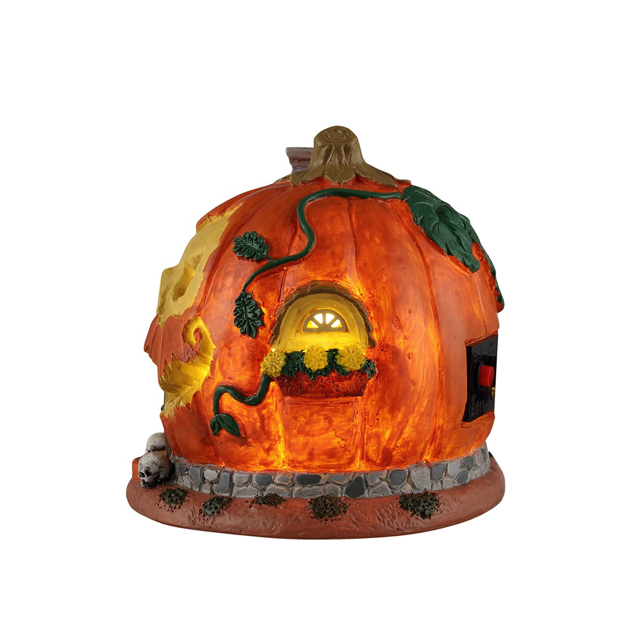 lemax-pumpkin-skull-house-maison-citrouille-lumineuse-spooky-town image 3