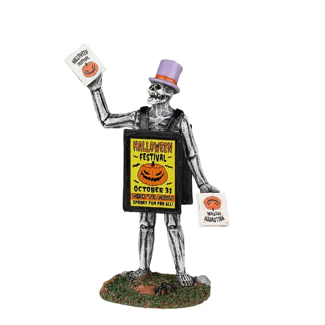 lemax-sandwich-board-skeleton-figurine-halloween-spooky-town image 1