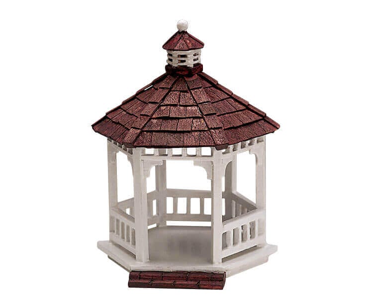 lemax-wooden-gazebo-round-kiosque-rond-en-bois-pour-village-de-no-l image 1