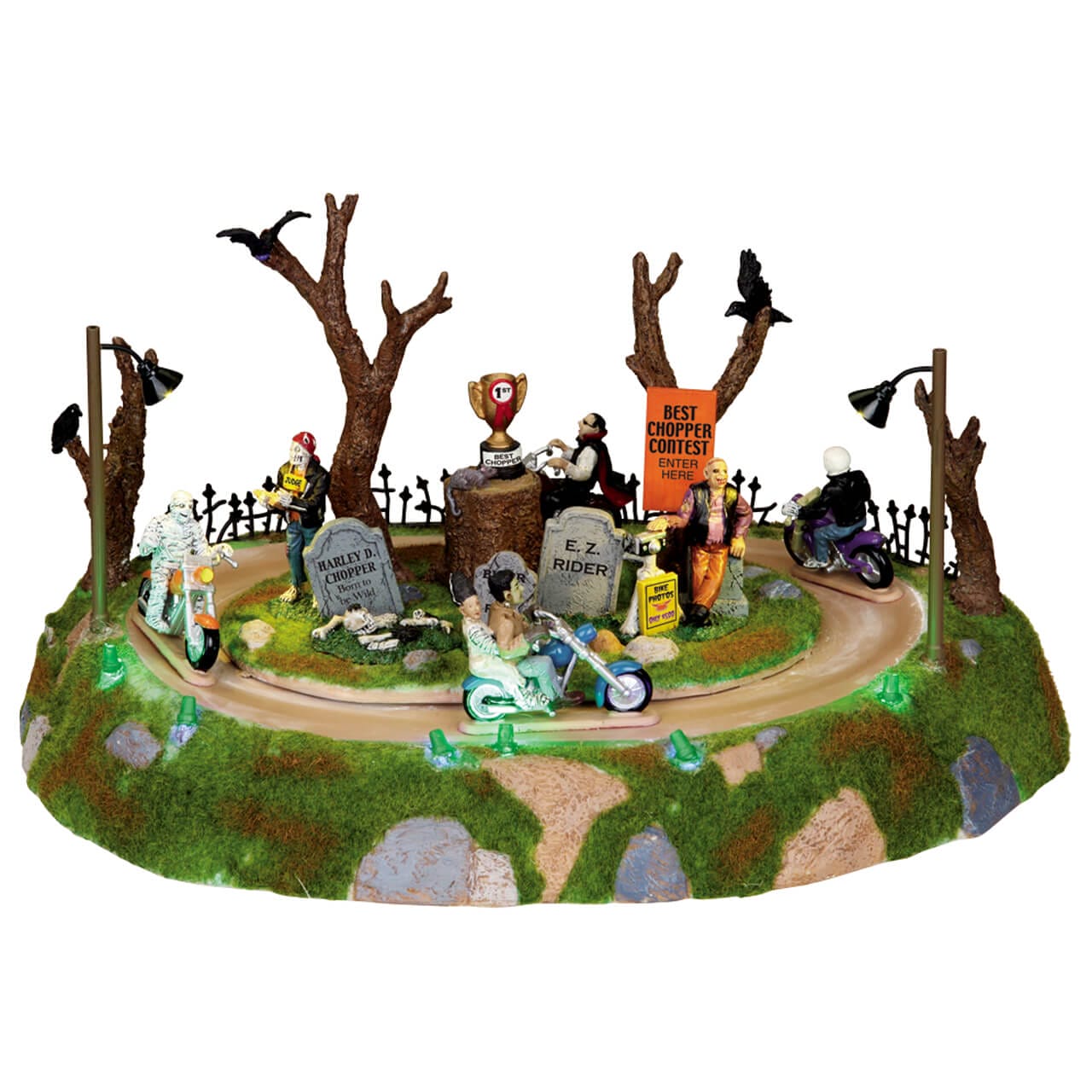 lemax-monster-motorcycle-rally-figurine-spooky-town-cimeti-re-motos image 1