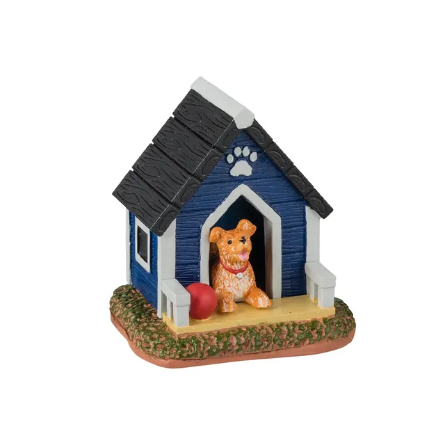 lemax-fluffy-s-house-chiot-et-niche-figurine-miniature image 1