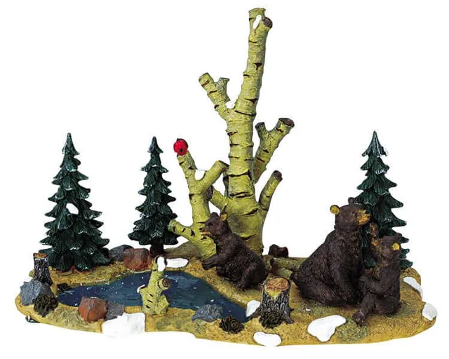 lemax-mama-bear-and-cubs-figurine-animaux-village-de-no-l image 1
