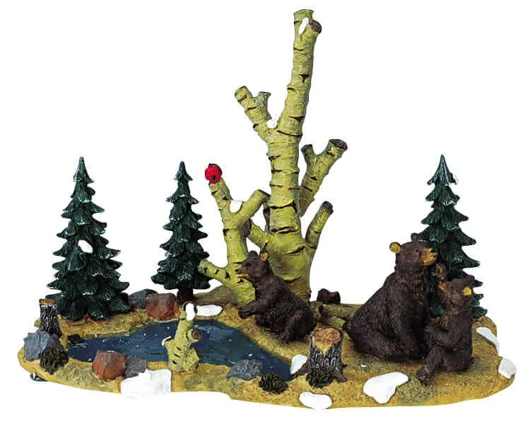 lemax-mama-bear-and-cubs-figurine-animaux-village-de-no-l image 1