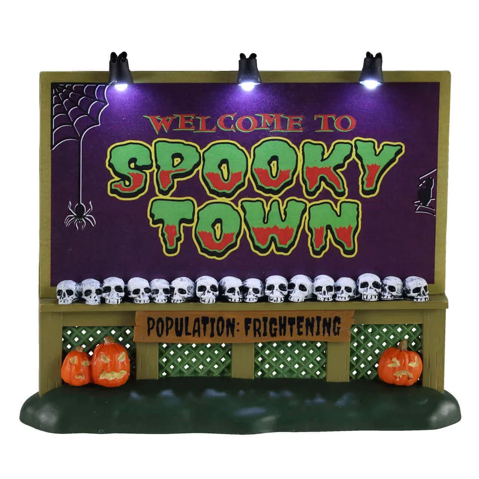 lemax-spooky-town-sign-panneau-miniature-population-frightening image 1