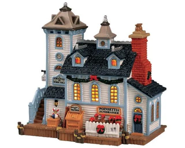 lemax-chapel-by-the-sea-chapelle-bord-de-mer-miniature-lumineuse image 1