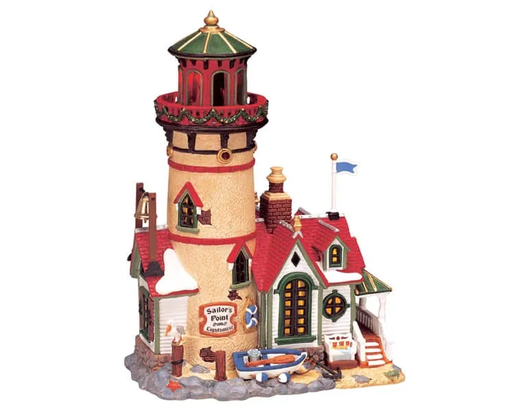 lemax-sailors-point-lighthouse-phare-lumineux-village-miniature-de-no-l image 1