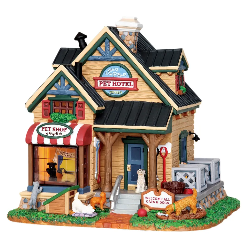 lemax-claws-paws-pet-hotel-b-timent-miniature-lumineux-village-de-no-l image 1