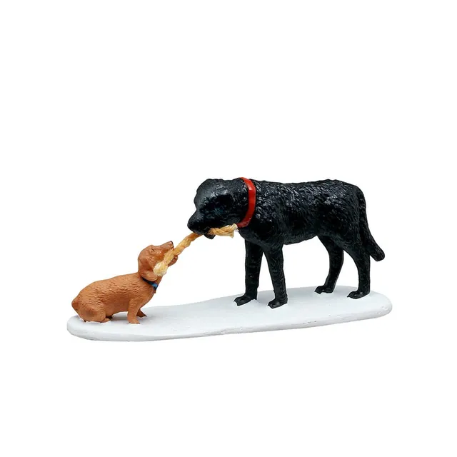 lemax-who-s-pulling-who-figurine-village-miniature-2-chiens-joueurs image 1