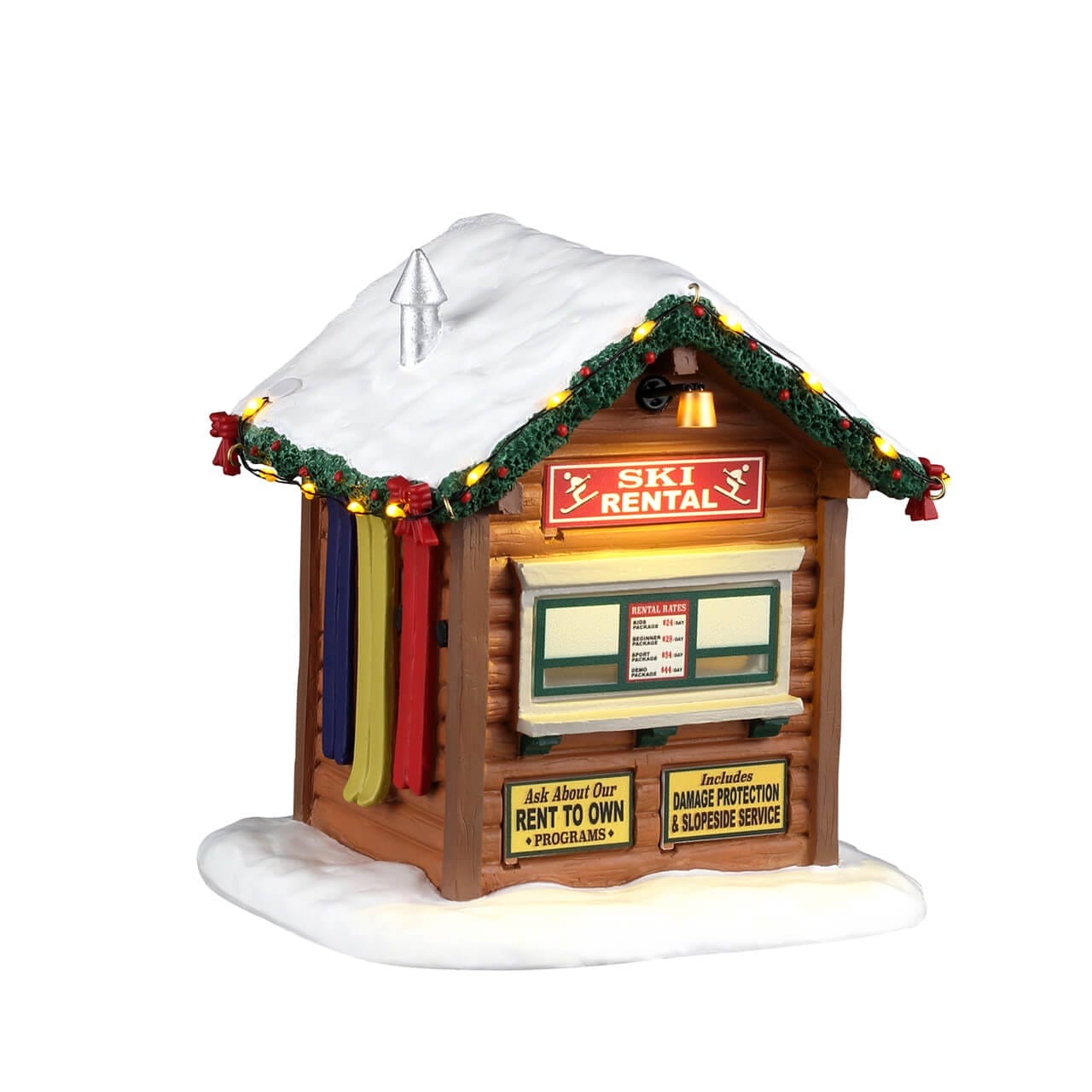 lemax-vail-village-ski-rental-chalet-location-de-skis-miniature-lumineux image 5