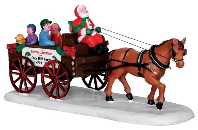 lemax-santa-s-wagon-ride-figurine-chariot-du-p-re-no-l-pour-village-de-no-l image 1