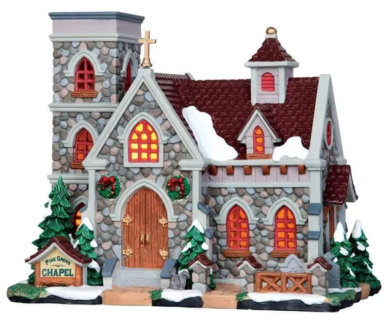 lemax-pine-grove-chapel-glise-lumineuse-village image 1