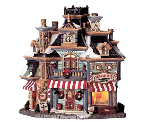 lemax-harry-s-barber-shop-village-miniature-lumineux image 1