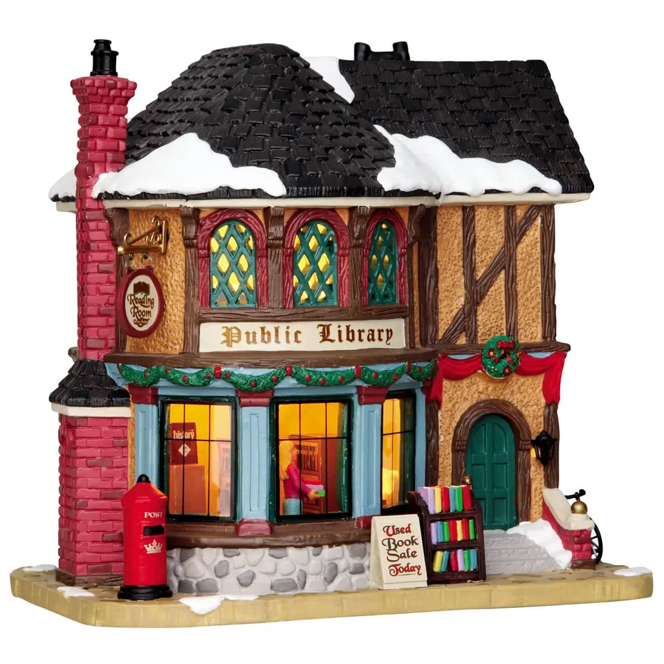 lemax-public-library-b-timent-lumineux-pour-village-de-no-l image 1