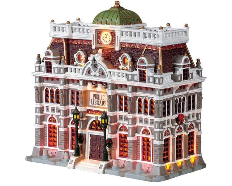 lemax-public-library-b-timent-miniature-lumineux-village-de-no-l image 1