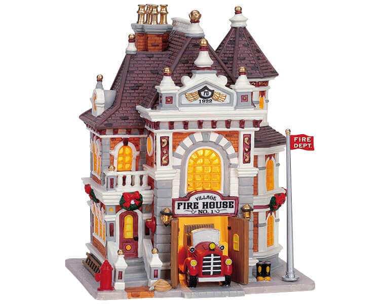 lemax-village-firehouse-no-1-caserne-pompiers-miniature-lumineuse image 2
