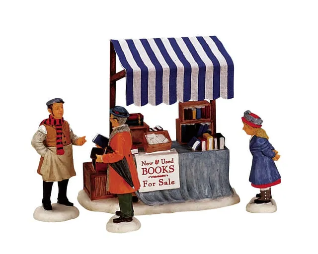 lemax-book-seller-figurine-marchand-de-livres-village image 1