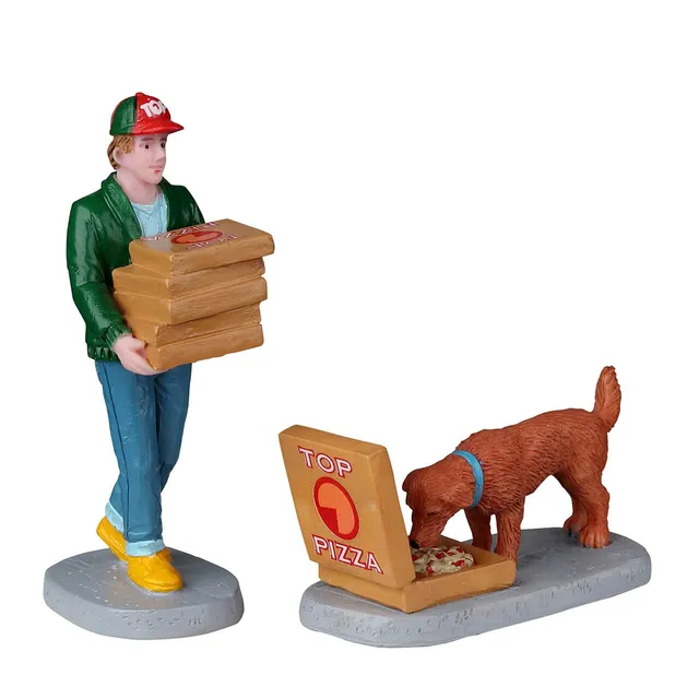 lemax-harvest-crossing-top-pizza-delivery-lot-de-2-figurines image 1
