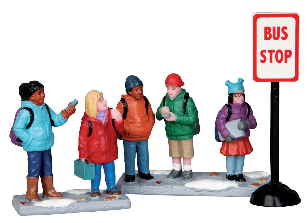 lemax-bus-stop-set-of-3-accessoires-arr-t-de-bus-miniature image 1