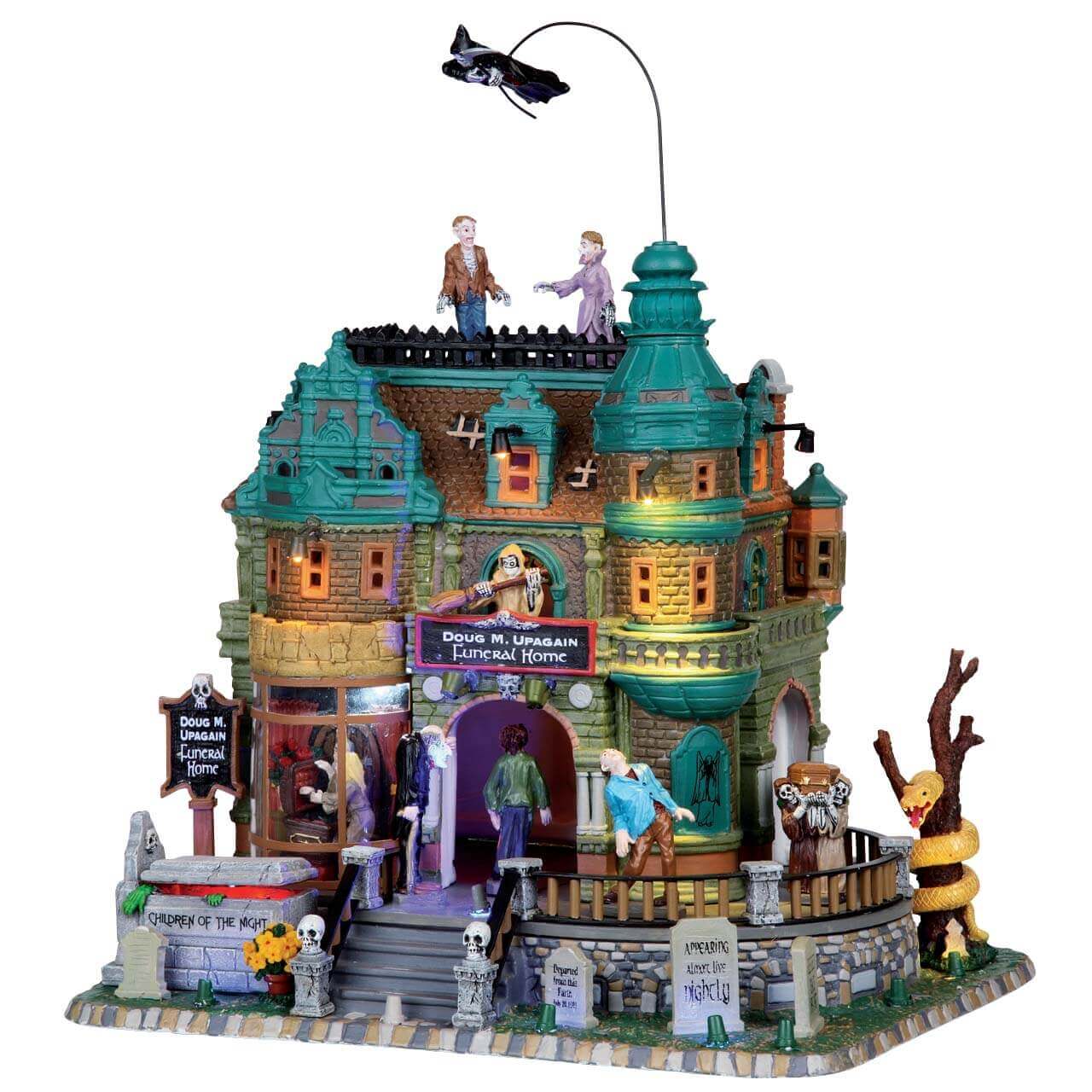 lemax-doug-m-upagain-funeral-home-maison-hant-e-anim-e-spooky-town image 1